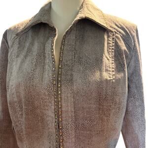Chico's Platinum Peppie Python Jacket, Rhinestones, Beige, Size Medium, NWT